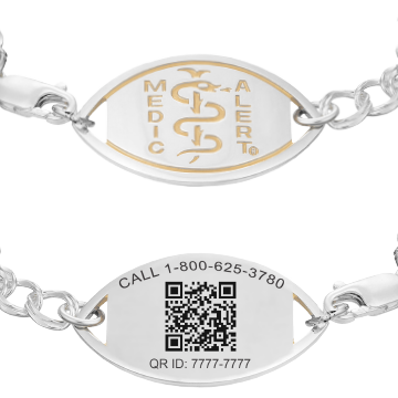 QR Code Santa Rosa Medical ID Bracelet Sterling Silver